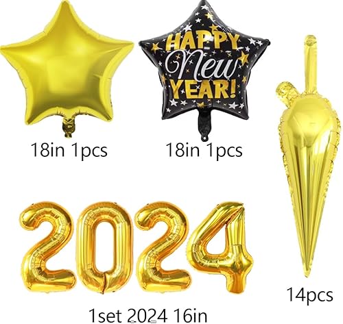 Miniatura 4 de Kit de arcos de guirnalda de globos de Año Nuevo 2024, decoraciones de Nochevieja 2024, globo de feliz año nuevo, globo negro dorado para
