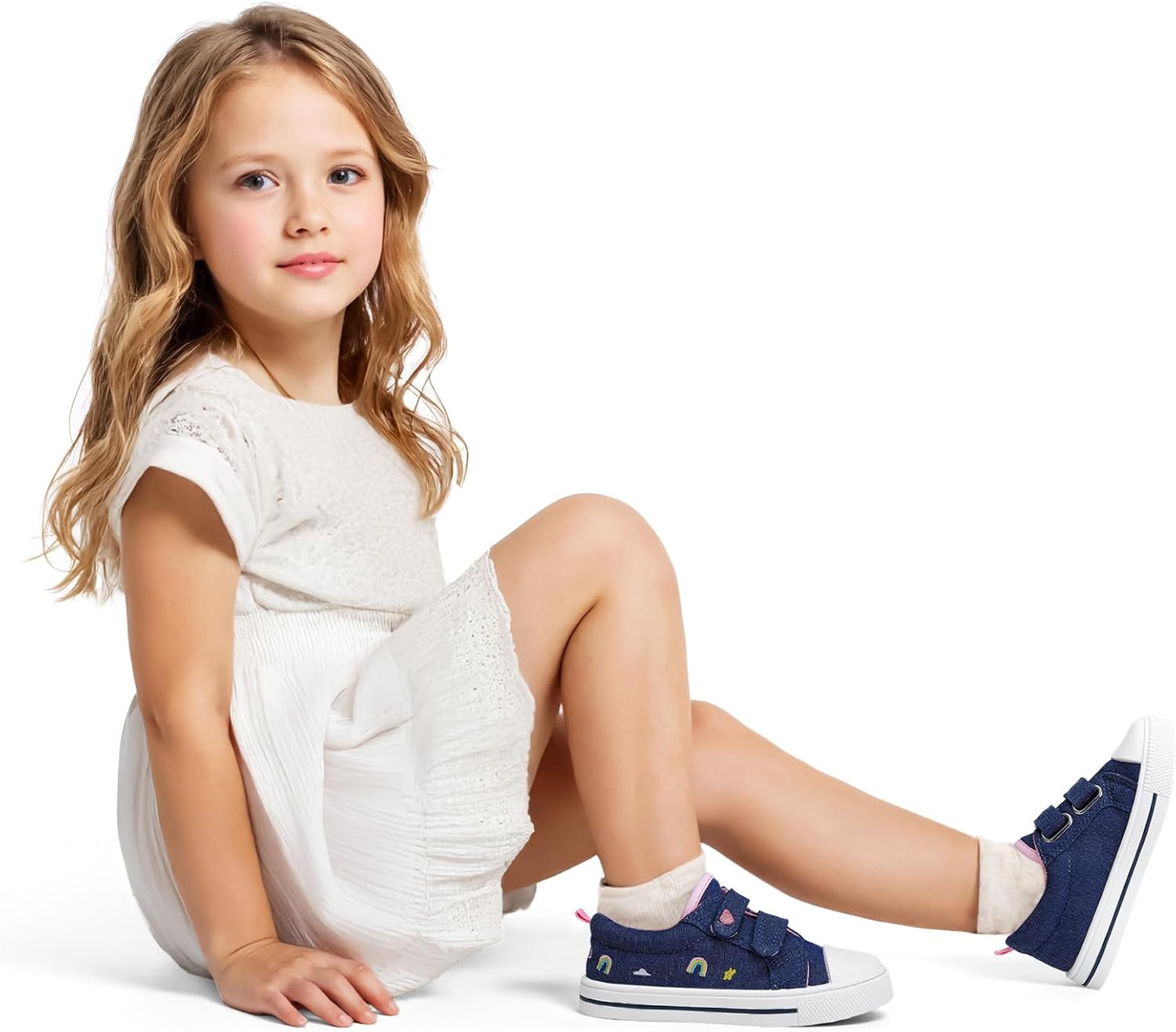 K KomForme Toddler Sneakers for Boys and Girls Dual Hook and Loops Sneakers Baby Canvas Shoes - Image 2