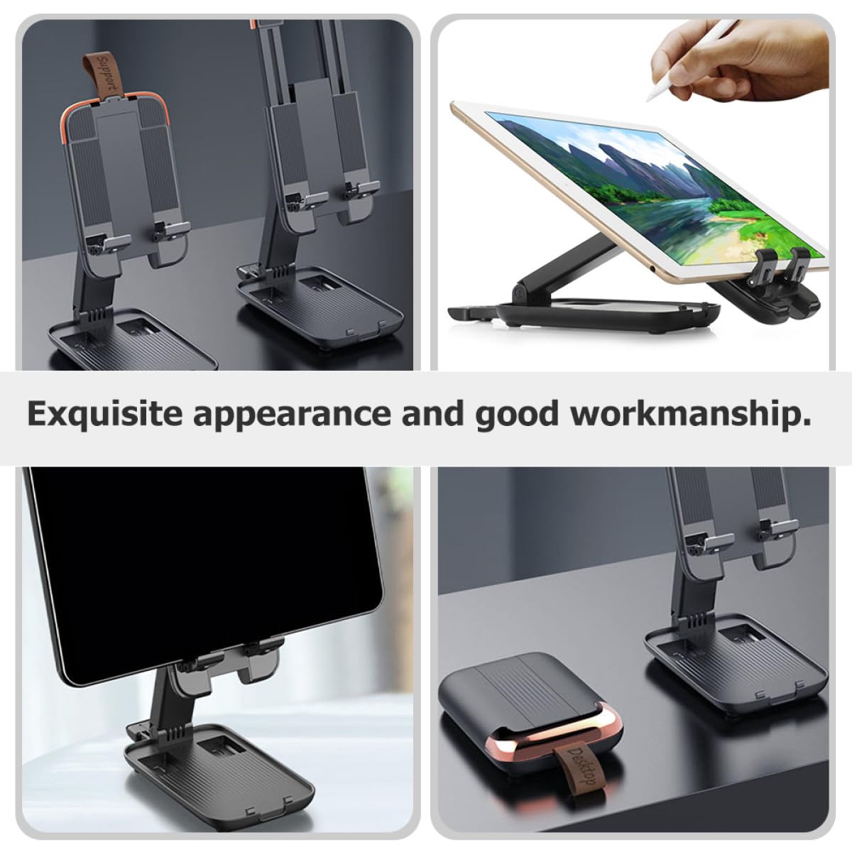 ULTECHNOVO Supporto da Scrivania per Cellulare Pieghevole e Regolabile Supporto Stabile per Telefono e Tablet per Casa e Ufficio