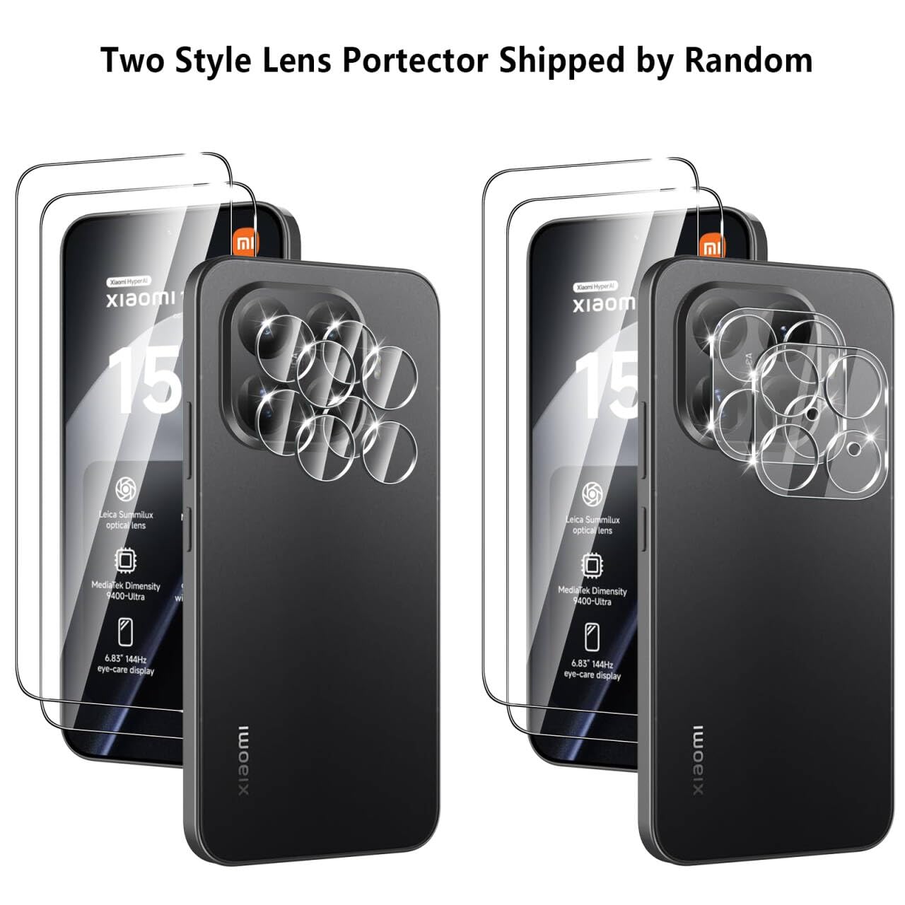 LK beschermfolie voor Xiaomi 15T Pro, 9H hardheid glas, 0,30 mm ultra heldere displayfolie, blaasvrij, ondersteuning voor vingerafdruk-ID, 3 camerabescherming en 3 stuks Mi 15T Pro folie met