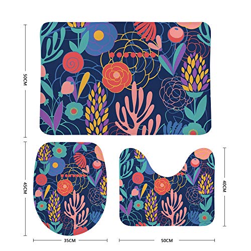 Tapis de bain antidérapants absorbant l'eau lot de 3 vectoriels