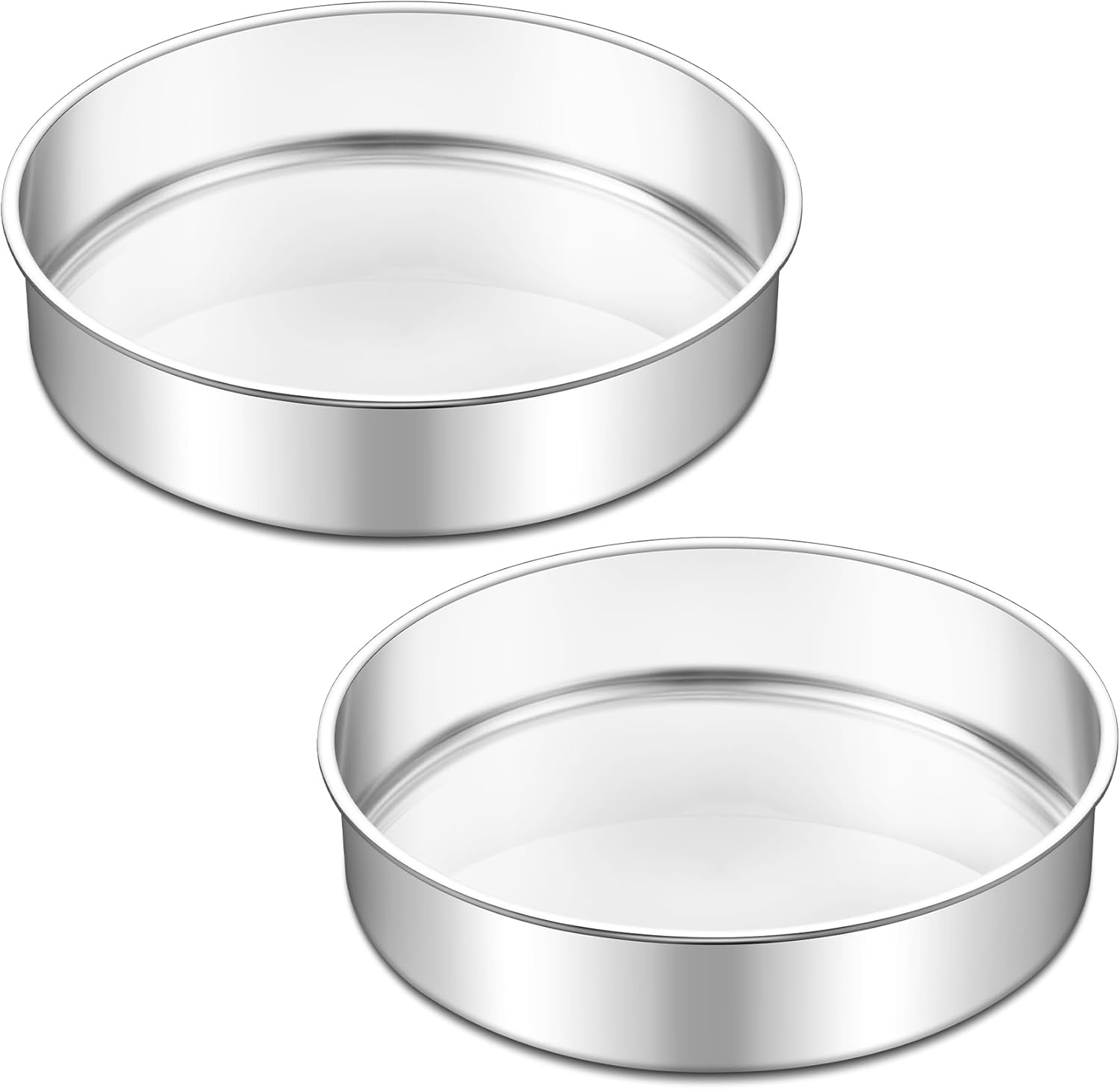 TeamFar 9 Inch Cake Pan, Stainless Steel Round Layer Cake Baking Pans Tins for Birthday Wedding, Non-Toxic & Heavy-Duty, Mirror Finish & Leak Proof, Oven & Dishwasher Safe, Set of 2
