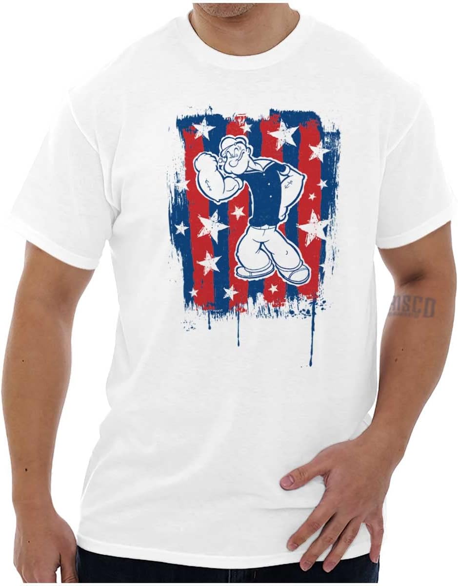 Brisco Brands Patriotic Popeye The Sailor Man Graphic T Shirt Men or Women