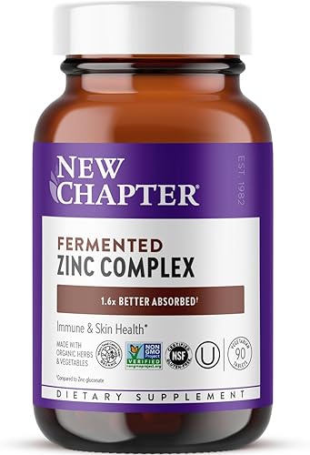 Miniatura 10 de Suplemento de zinc complejo de zinc fermentado New Chapter un diario para apoyo inmunológico  salud de la piel  ingredientes sin OMG fácil de tragar