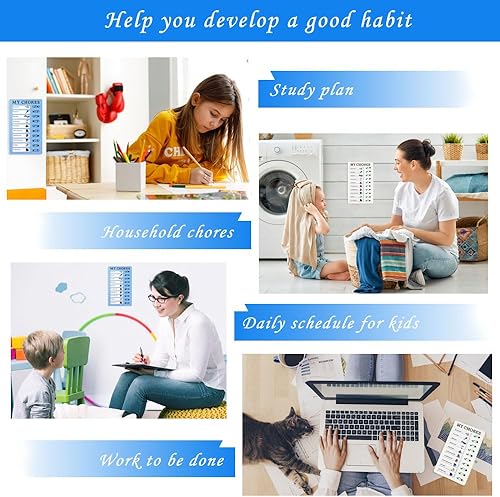 Miniatura 7 de 2 unidades de notas portátiles para niños, varios diseños de dibujos animados de mis tareas, tabla deslizante de lista de verificación con 24