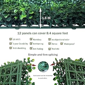 Artificial Grass Wall Panel Backdrop,10" X 10" 12P(8.4 sqft) UV-Anti Greenery Boxwood Panels for Indoor Outdoor Green Wall Decor & Ivy Fence Covering Privacy Artificial Grass Wall Panel Backdrop10 X 10 12P84 sqft UV Anti Greenery Boxwood Panels for Indoor Outdoor Green Wall Decor Ivy Fence Covering Privacy