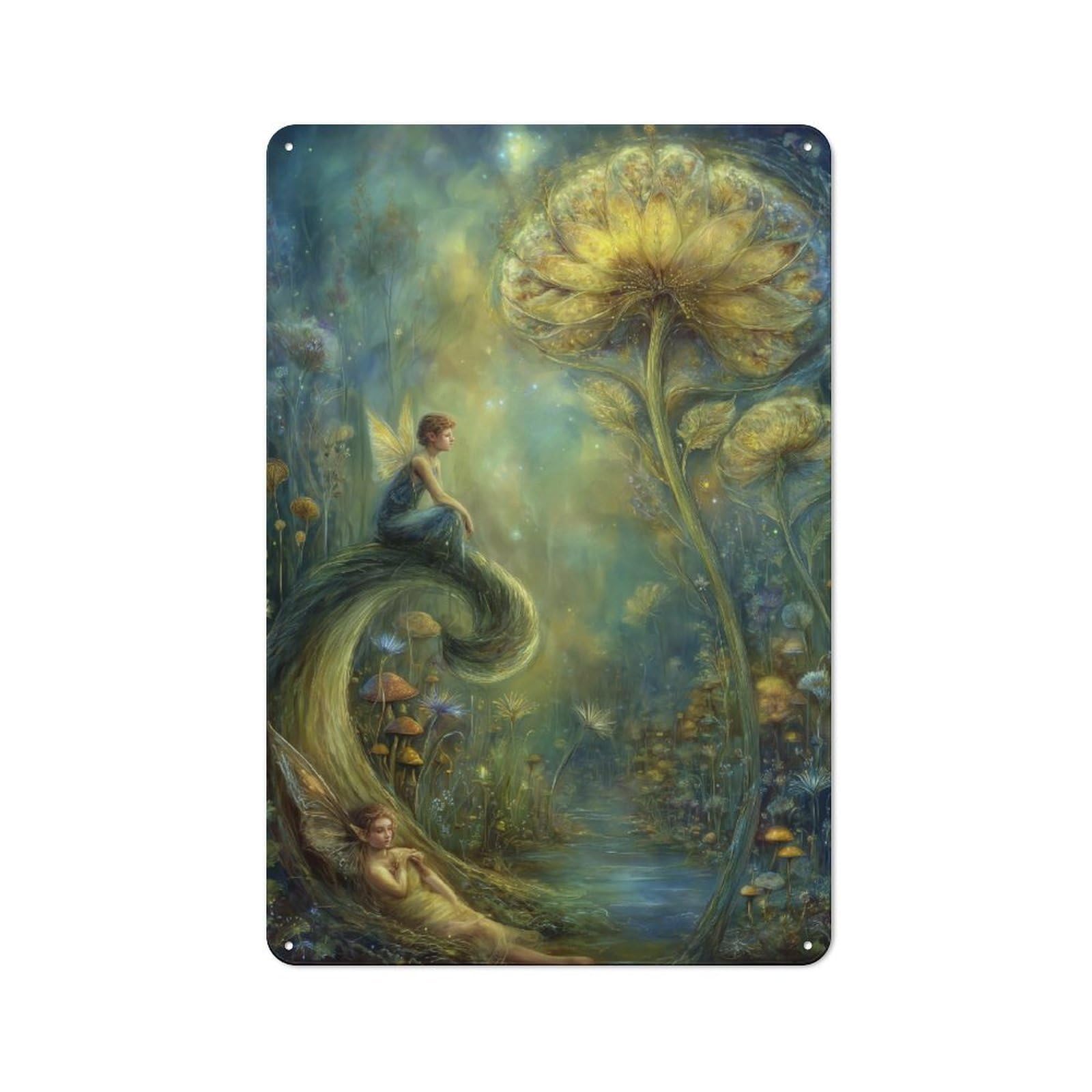 Junmoney Enchanted Fairy Realm Industrial-Style Metal Plaque 30X20cm For Hallway Wall, A Winter Wall Decor Update For Hallway Decor Lovers