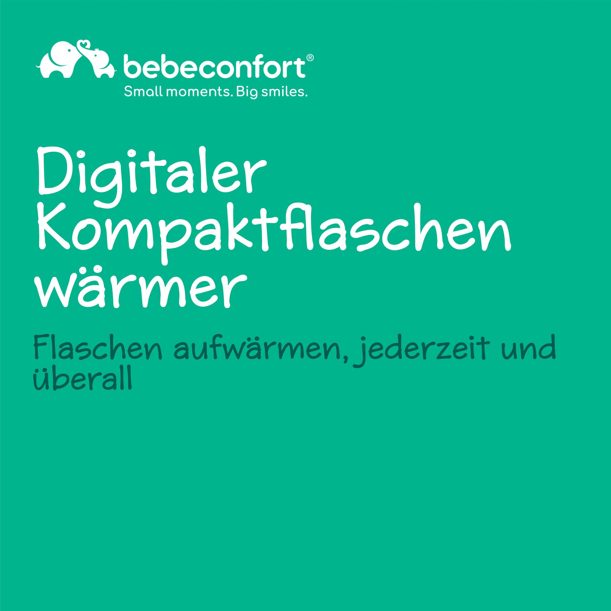 Bebeconfort Digitaler Kompaktflaschenwärmer, Flaschenwärmer baby für unterwegs, kompakt L6,5 x B6,5 x H8 cm, leicht im Gewicht (280 Gramm), digitale Anzeige, langlebiger Akku, Temperaturregelung