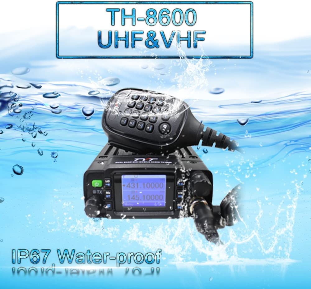 TYT TH-8600 Mini 25 Watt Dual Band 2 Way RadioI P67 Waterproof Radio VHF/UHF Car Mobile Transceiver with Free Programming Cable