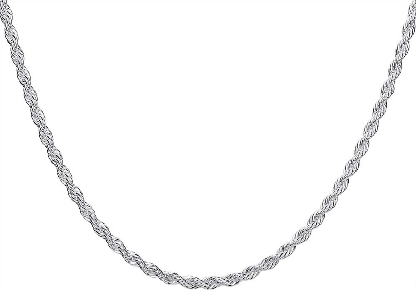 Goldenchen Fashion 925 Jewelry Classic 4mm Distort Rope Beautiful Sterling Silver Plated Necklace Chain
