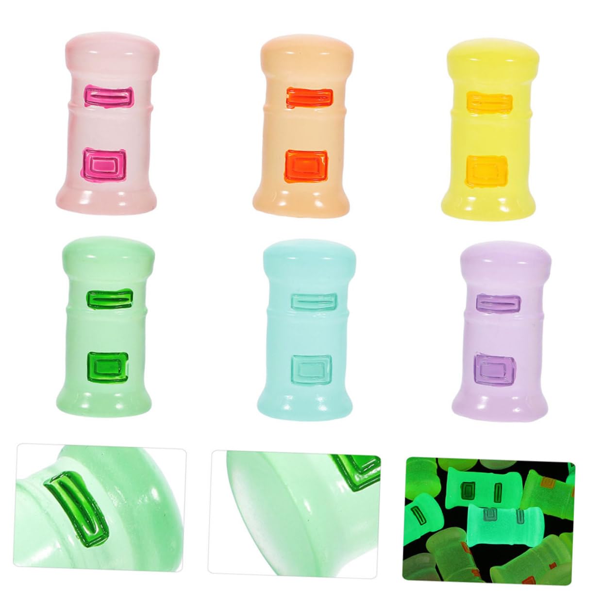 Yardenfun 60pcs Resin Mini Mailboxes DIY Mailbox Statue Micro Landscape Decor Night-Light for Boys and Girls