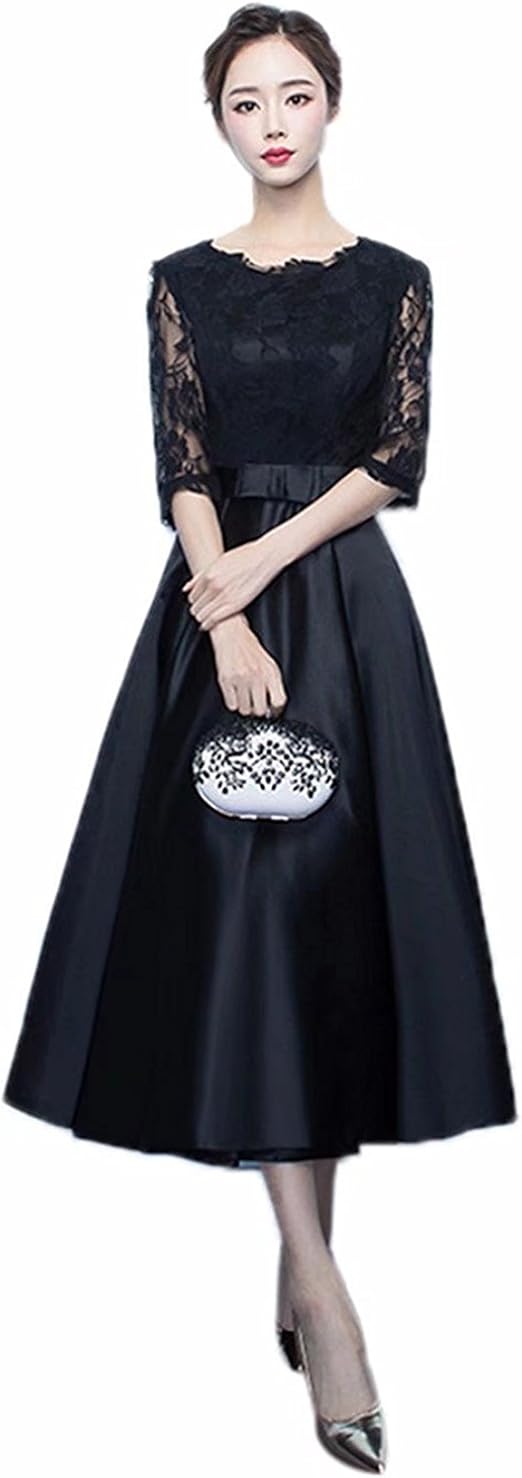 Amazon Co Jp パーティードレス ミモレ丈 結婚式 お呼ばれ ワンピース 二次会 ゲストドレス 袖あり 透け感レース 大人の魅力 大きいサイズも対応 卒入式 同窓会 服装 2次会 フォーマル 披露宴 発表会 服 ファッション小物