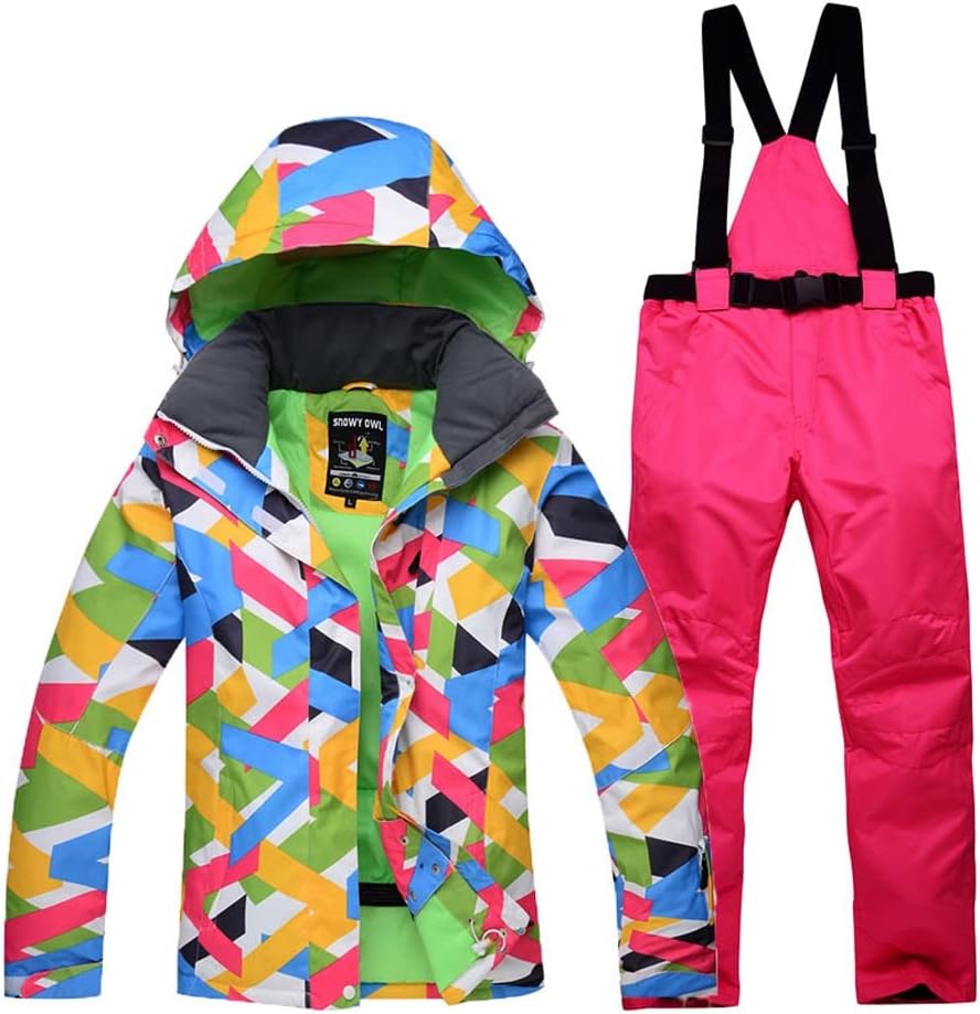 Winter Snow Jacket Female Ski Suit and Windproof Waterproof Colorful Clothes Snowboard Set + Bib Warm Pants (Color : G, Size : XL) (B X)