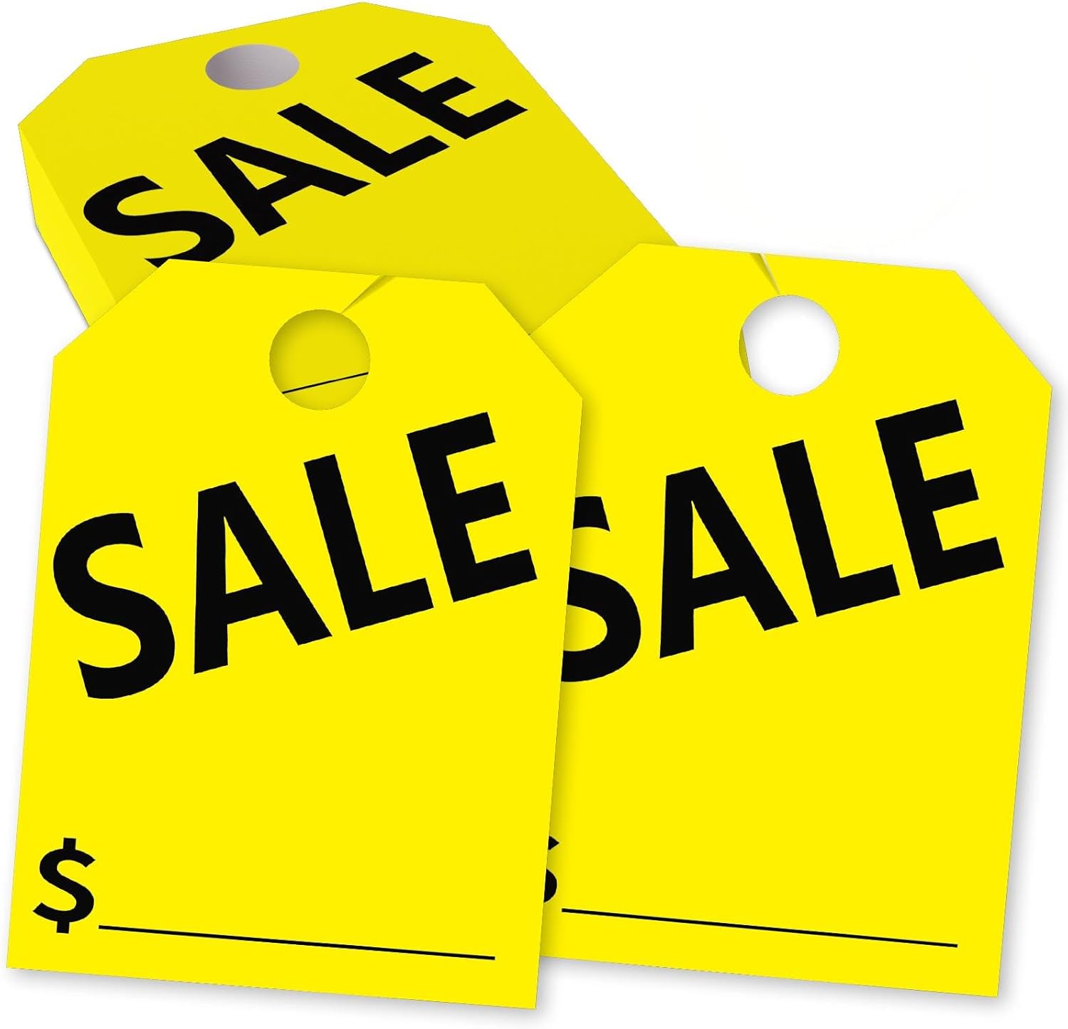 120 Pack Sale Tags, Yellow Double-Sided Hanging Car Mirror Tags, 8.3 x 11.2 Inches for Sale Sign Car, with Hook Design for Auto Dealership Supplies & Vehicle Lots (Yellow)
