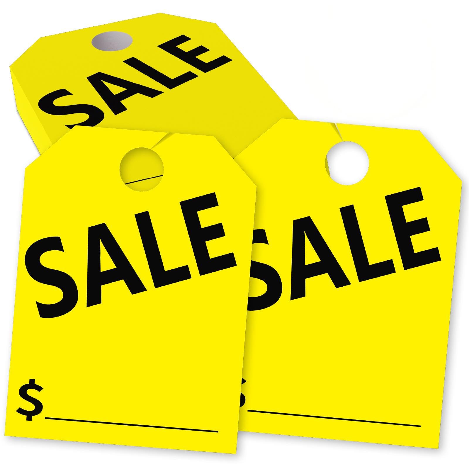 120 Pack Sale Tags, Yellow Double-Sided Hanging Car Mirror Tags, 8.3 x 11.2 Inches for Sale Sign Car, with Hook Design for Auto Dealership Supplies &