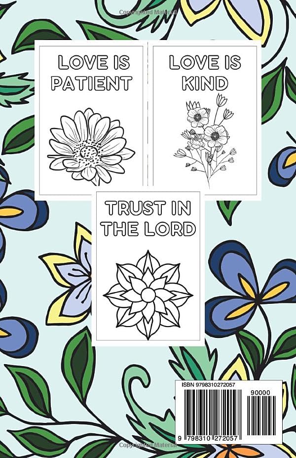 Mini Coloring Book GOD IS LOVE BEAUTIFUL BIBLE VERSES: 5.5 x 8.5 Pocket Size For Travel On The Go, Easy Biblical Quote Designs for Calming Stress for Beginners, Seniors, Adults and Kids image 3