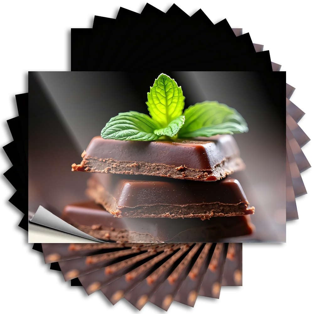 Stack of Dark Chocolate Bars with Mint Leaves On Top. Door Encouraging - Hot Saying Self Adhesive Sticker(8X12CM)