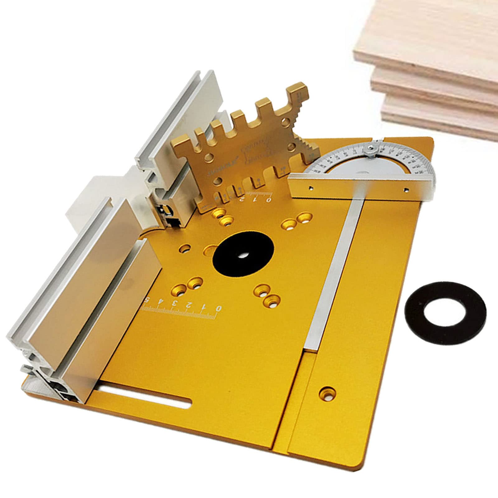 Aluminiowy Stół W Wstawianiu Stolika Płytowego,Maszyna Do Rzeźby Drewna,Wkładka Router Płytowa, Obróbka Drewna Narzędzie Wkładki Routetu Drewnianego,Golden-4pieces