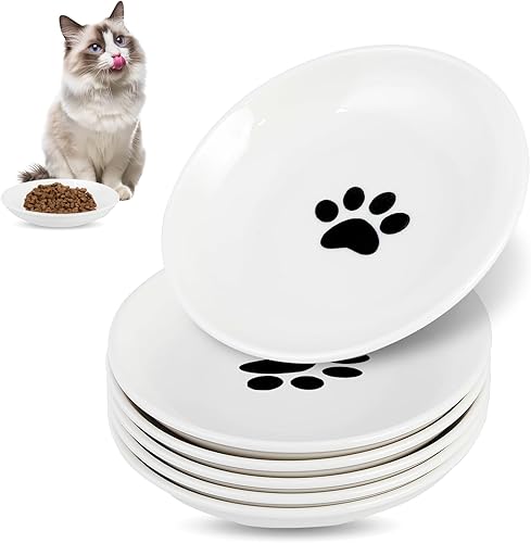 Miniatura 1 de Paquete de 6 cuencos de comida para gatos, cuencos de cerámica para gatos, juego de cuencos antifatiga para gatos, platos de 5.5 pulgadas poco
