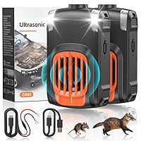 SOKTNEU Marderschreck Auto, Ultraschall Marderabwehr mit Flexible Stromversorgung, Marderabwehr Auto für Motorraum inkl an 12V Autobatterie, für Auto, Garten, Dachboden - 2 Stück