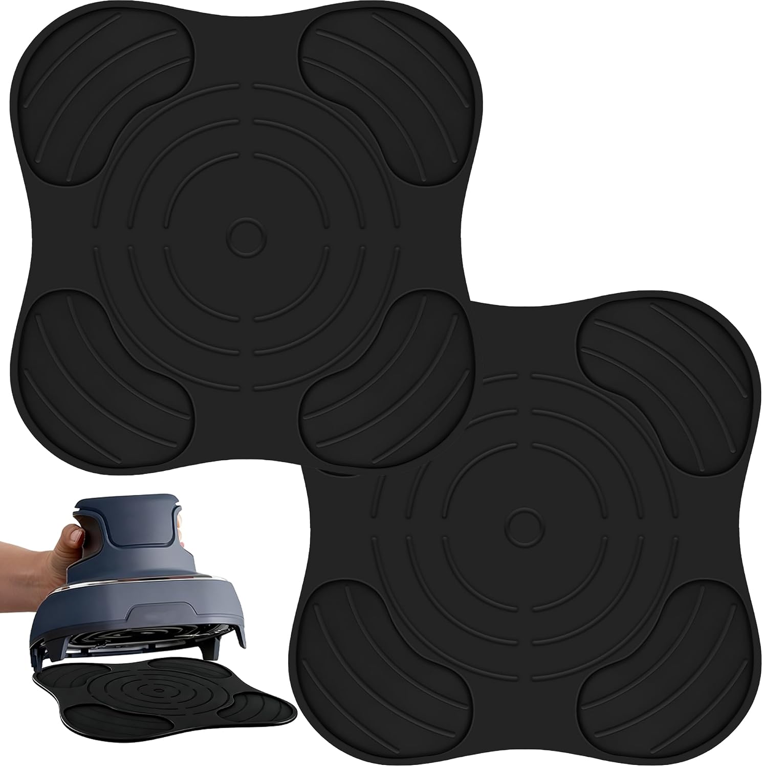 Jalopink Silicone Air Fryer Trivets for Ninja Crispi PowerPod,Heat-Resistant,Non-Slip,Protection for Countertop,Hot Pads for Ninja FN101GY FN101SG FN101ST (Black,2PCS)