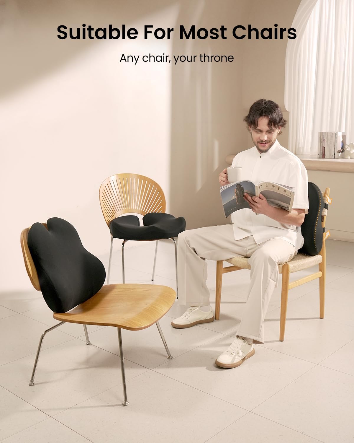 ProtoArc Lumbar Support Pillow for Office Chair, Memory Foam Back Support Pillow for Lower Back, Lumbar Cushion Desk Chair Back Cushion, Ergonomic Back Rest for Chair, Car, Home - Black - Image 7