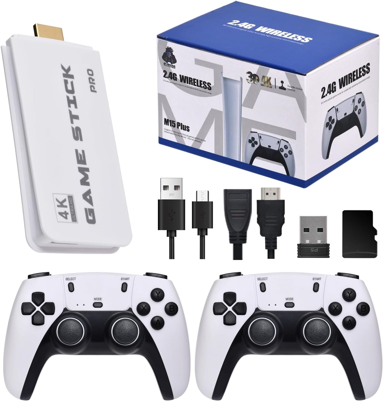 Retro Game Stick 4K HDMI – 20,000+ Classic Games, 23 Emulators, Plug & Play Nostalgia TV Console with Dual 2.4G Wireless Controllers & 64GB Card for Kids & Adults
