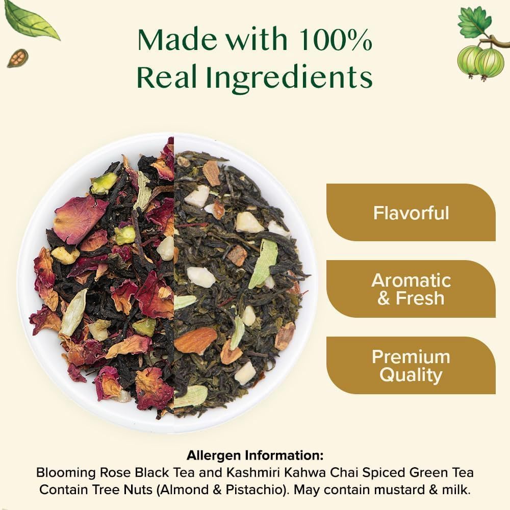 VAHDAM World Top 20 Favourites Tea Sampler Set | Loose Leaf Tea (100+ Cups) | Tea Variety Pack with Green, Herbal, Black & Chai Brew | Vacuum Sealed For Freshness | Brew Hot & Cold - Image 4