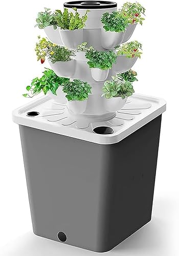 Hydroponics Growing System, 15/20/25/30 Pods Vertical Garden Hydroponics Tower Kit, Aeroponics Growing Set, Herbs Vegetables with Hydrating Pump, 10L Water Tank, Timer for (Size : 15 Holes)