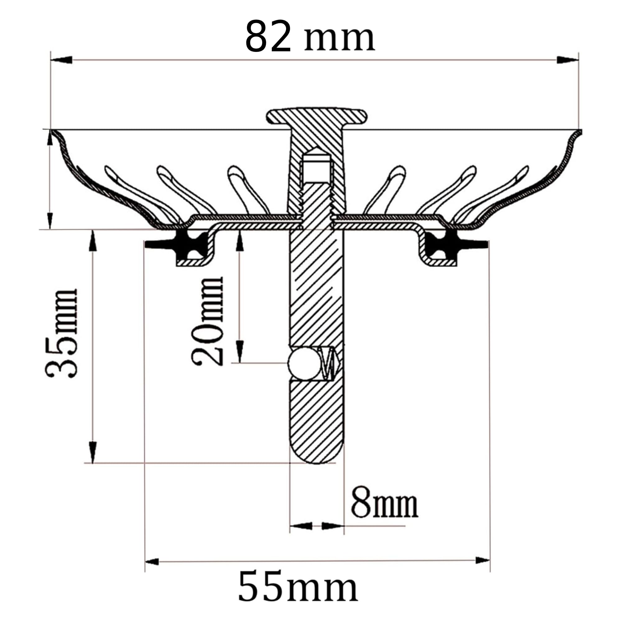 YOXITIXOT Kitchen Sink Plug Strainer, Stainless Steel Sink Plug Replacement,Universal Sink Drainer Plug, Hole Diameter 82mm - Image 2
