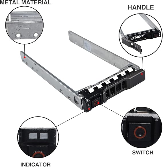 Hard Drive Tray Caddy 2.5 SSD Caddy G176J 0G176J Hard Drive Bracket Compatible with Dell PowerEdge 14/13/12th Generation T440 T640 R730 R730XD R630 T630 T430 R830 R930 R720 R820 R920, 10 Pack