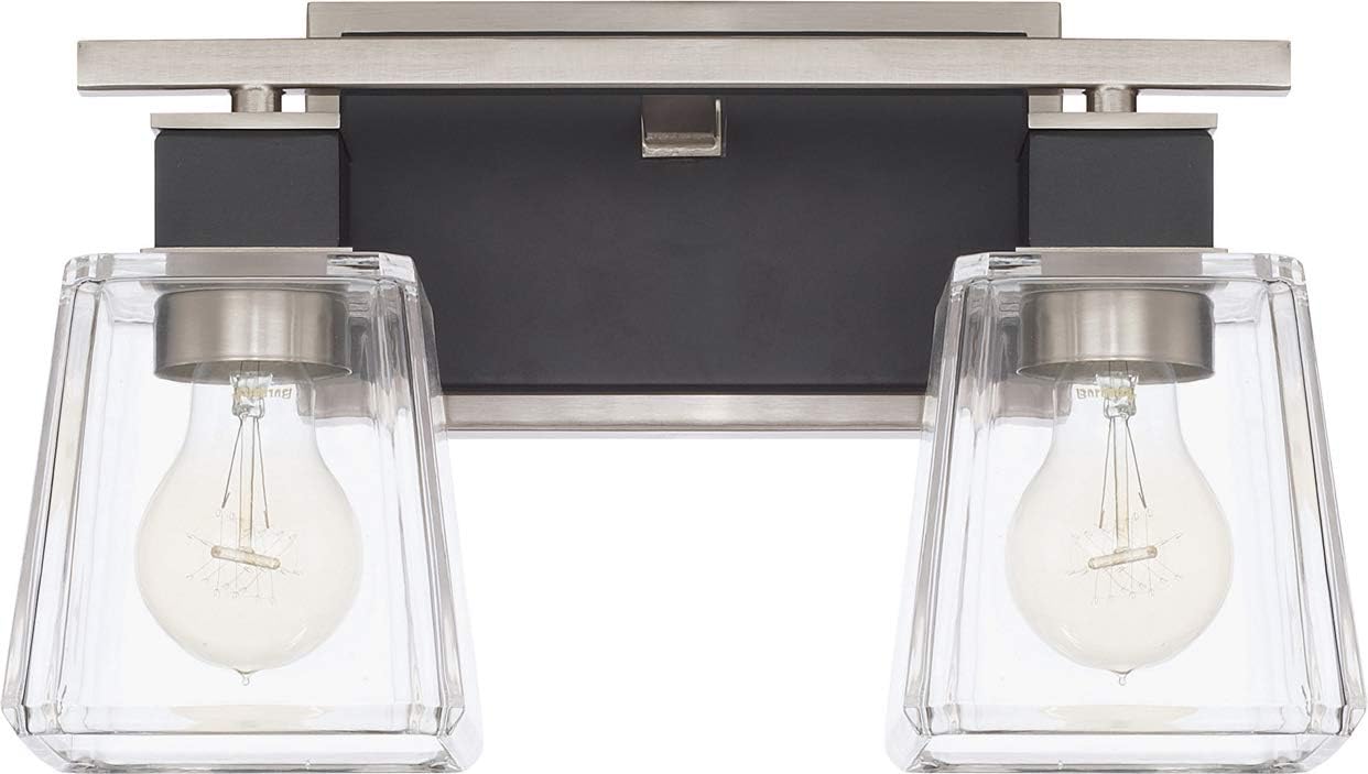 Capital Lighting 125231BT-445 Tux Clear Glass Bath Vanity Wall Mount, 3-Light 300 Total Watts, 9" H x 23" W, Black Tie