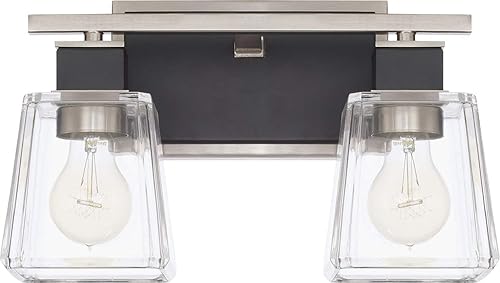 Miniatura 5 de Capital Lighting 125231BT-445 Tux - Soporte de pared de cristal transparente, 3 luces 300 vatios totales, 9 pulgadas de alto x 23 pulgadas de ancho,