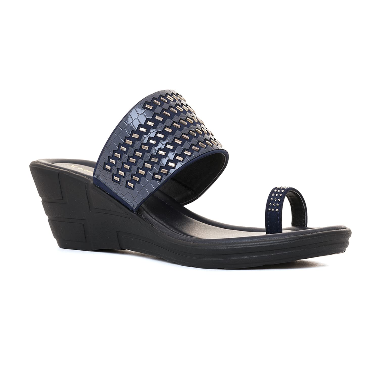 Khadims Navy Wedge Heel Slip On Sandal for Women (5320719) (B0BXXJSWYJ) Amazon Price History, Amazon Price Tracker