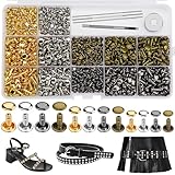 CBHGFEA 540 PCS Leather Rivets, 3 Different Sizes Double Cap Rivets Kit with Leather Rivet Setting Tools, Leathercraft Rivet Kit for DIY and Crafting, Decoration