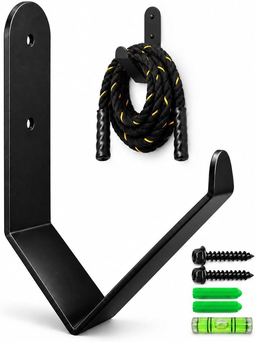 Heavy Duty Battle Rope Hanger for Gym, Exercise Rope Storage Hook, 1 Pack