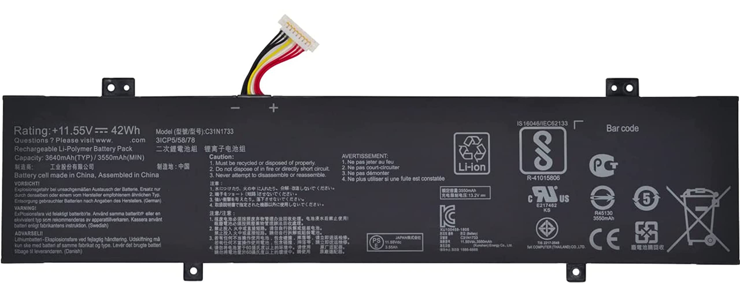 Batterie C31N1733 pour résoudre les pannes de charge du ASUS TP412 - 5