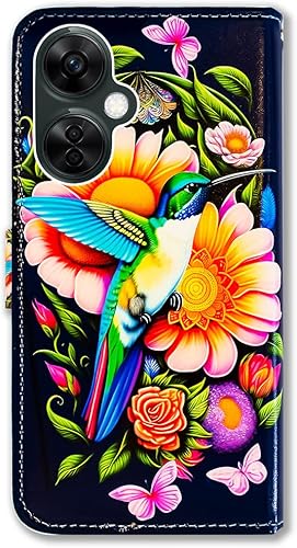Miniatura 7 de Funda para Oneplus Nord N30 5G, colibrí Mariposa Flores Funda de cuero con tapa para teléfono con ranura para tarjeta Soporte Soporte para OnePlus