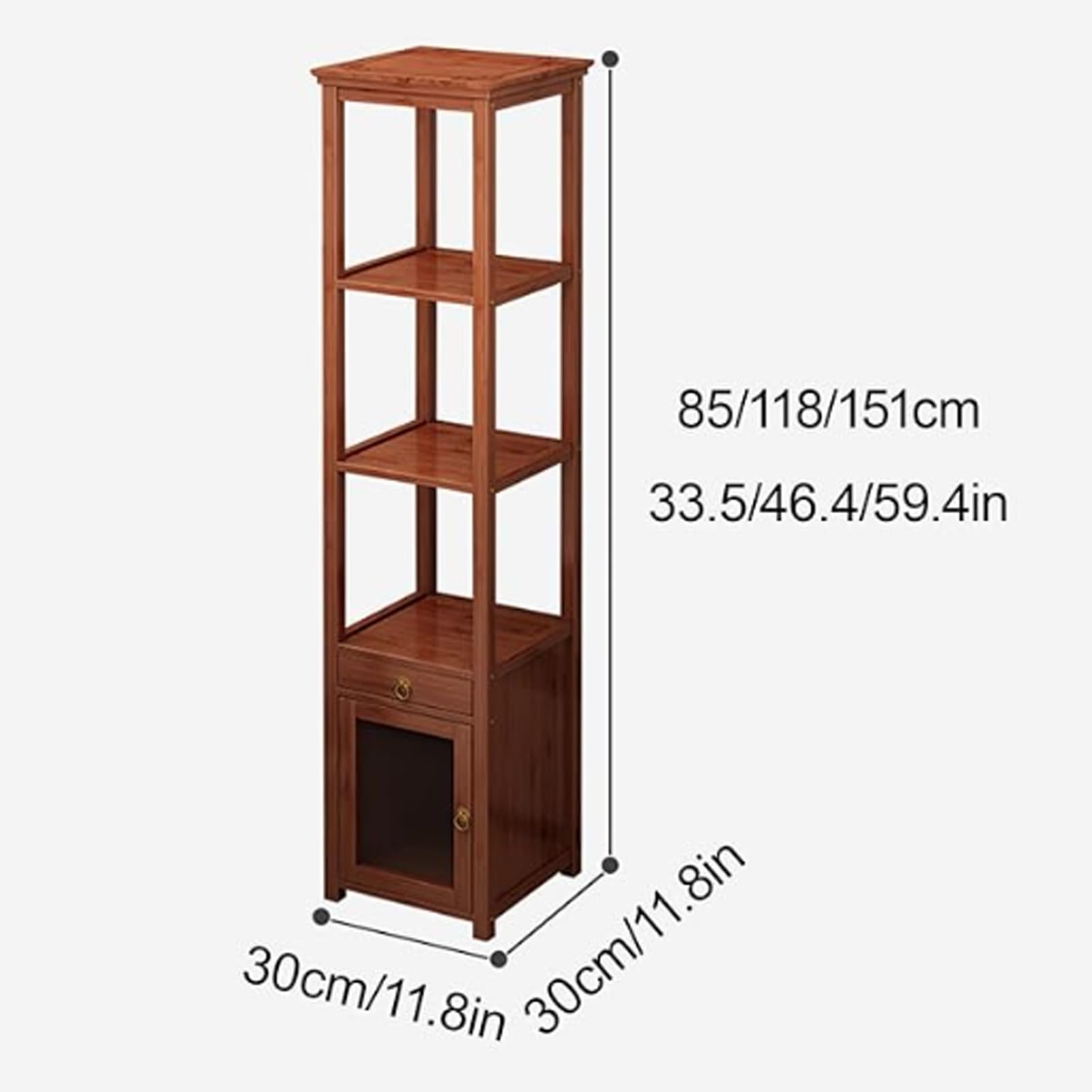 Armadietto portaoggetti per router WiFi, in bambù, organizer per nascondiglio e modem, per la gestione dei cavi della ciabatta, per la casa (marrone, altezza 85 cm)