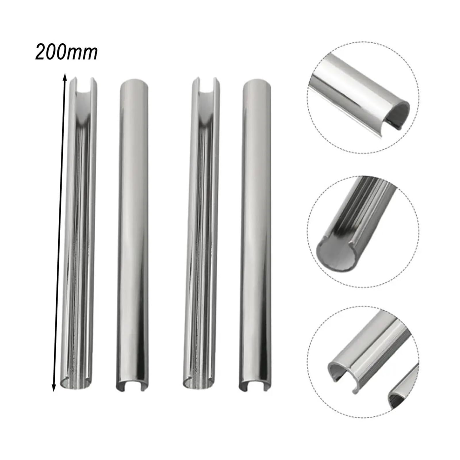 4 Coperture for Tubi Del Radiatore 15 * 200mm 300mm 500mm Copertura Decorativa Bianca Nera(Chrome 200mm)