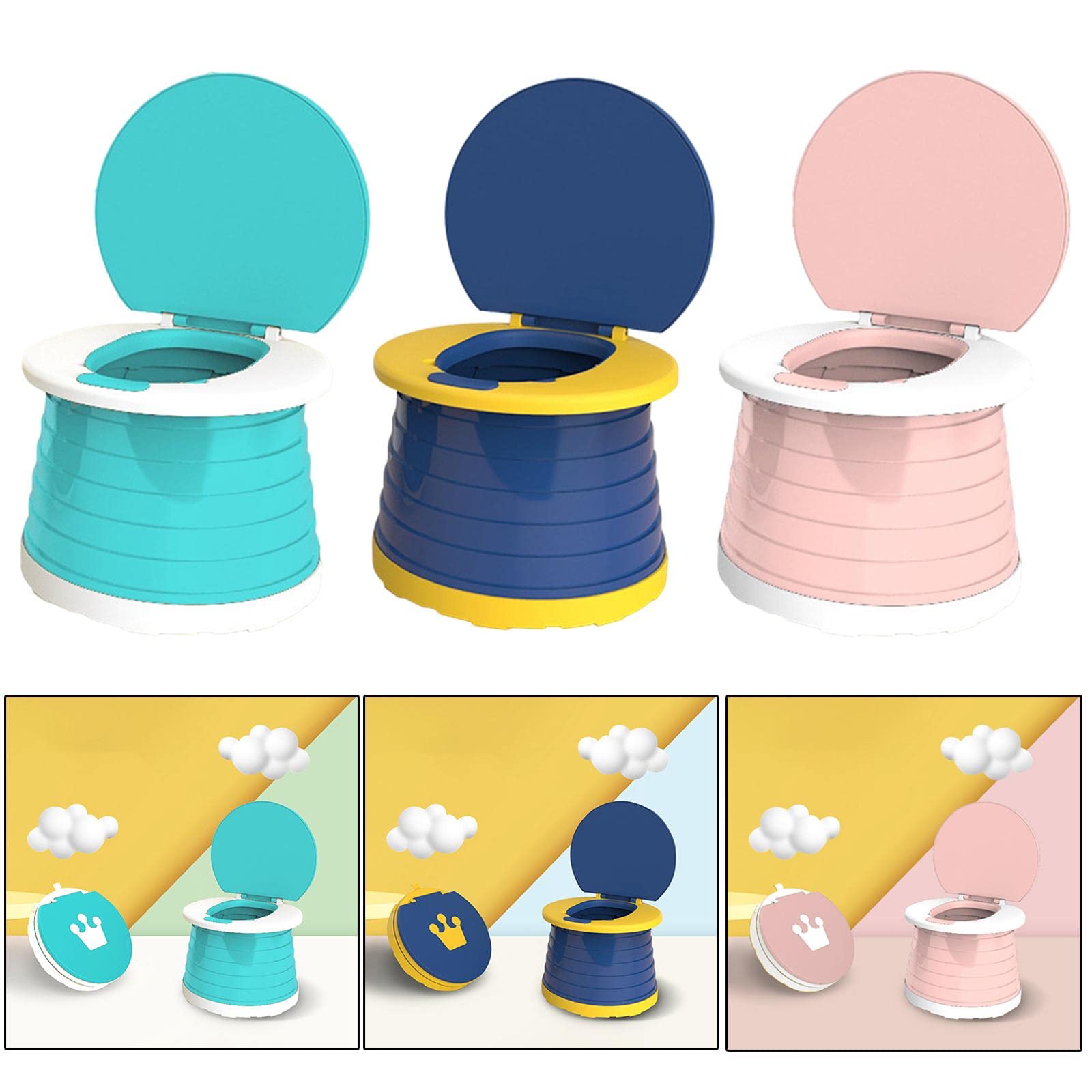 Toilet Portátil Infantil Asiento Plegable para Entrenamiento de Niños Viaje Silla de Camping Reutilizable Fácil de Limpiar Adecuado para Viajes, Rosa, tal como se describe