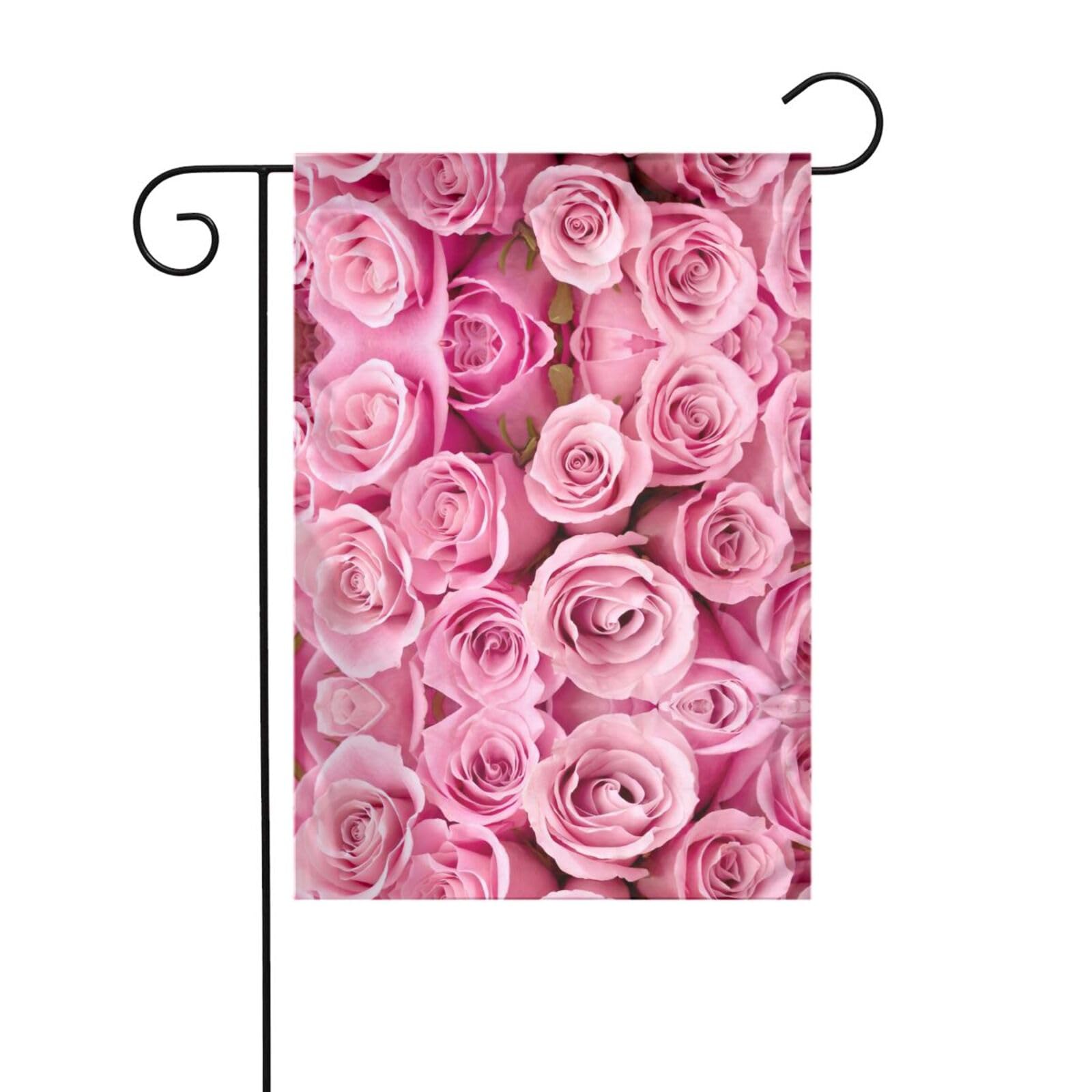 Red Rose Garden Flag 12x18 Inch Small Garden Yard Flag For Outside,Spring Garden Flag For Outdoor Decoration