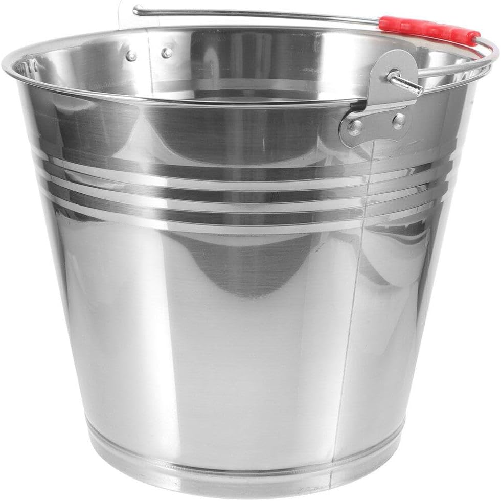 GANAZONO Multipurpose Horse Feeder Bucket Large Capacity Stainless Steel for Water Feed Cleaning