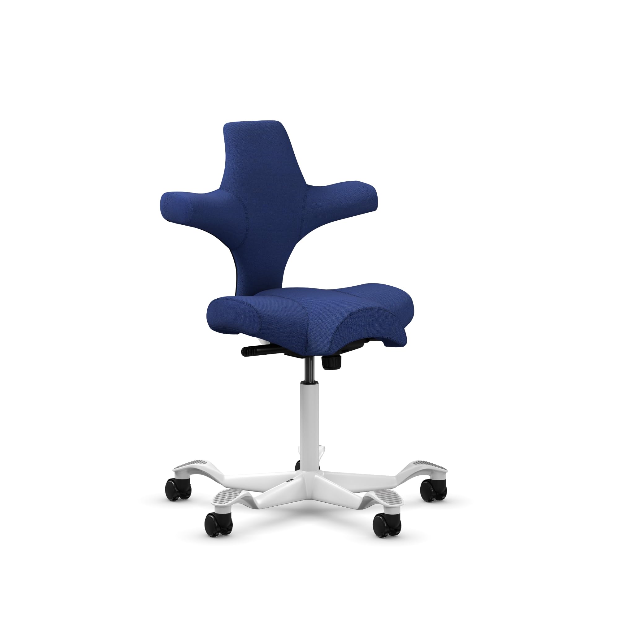 HAG Capisco Sit to Stand Chair-White Frame-Upholstered Cobalt Blue