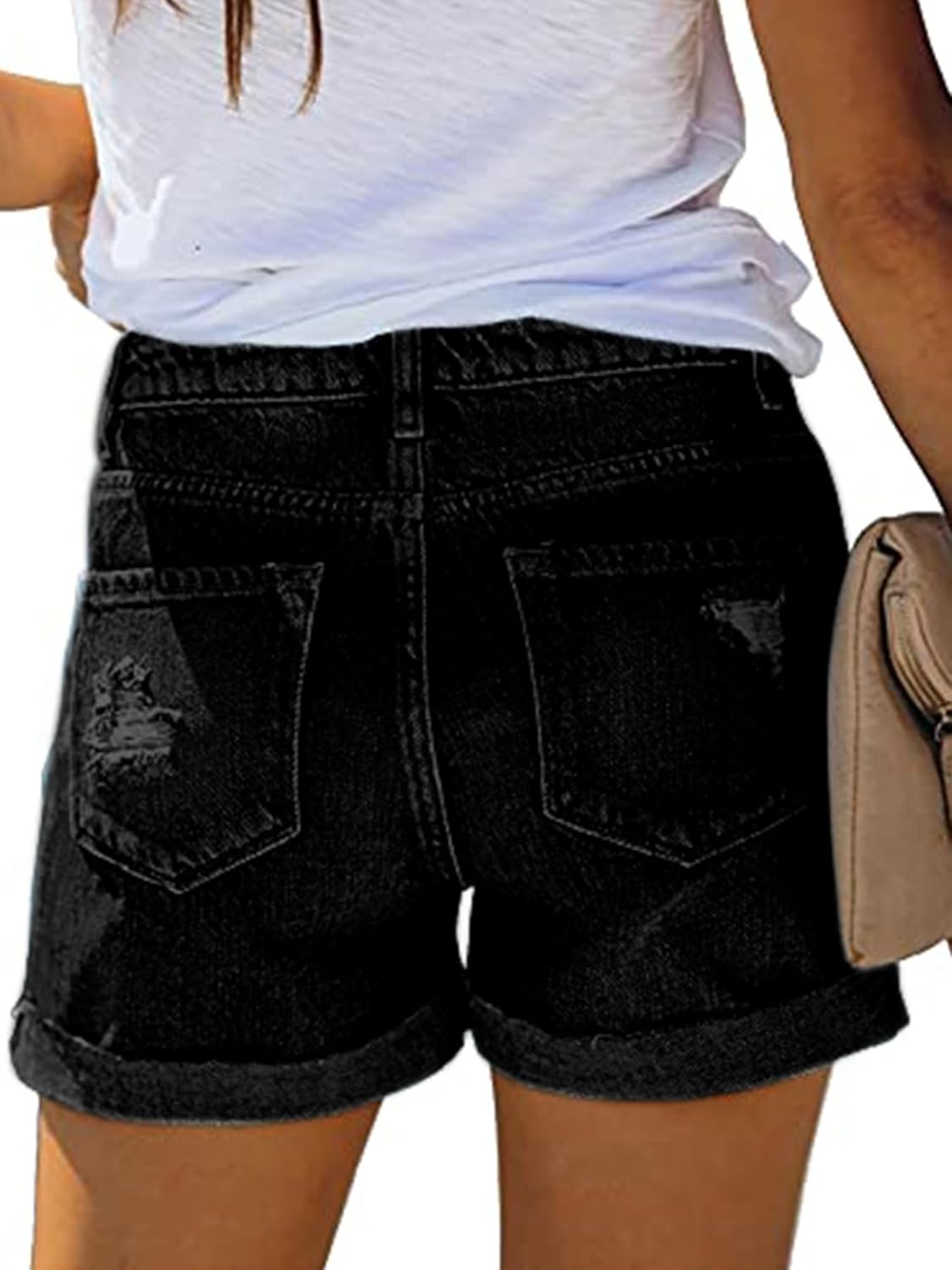 NEYOUQE Women's Denim Shorts High Waisted Ripped Distressed Button Short Frayed Jeans Stretchy Casual Fashion Jean 2025 - Image 3