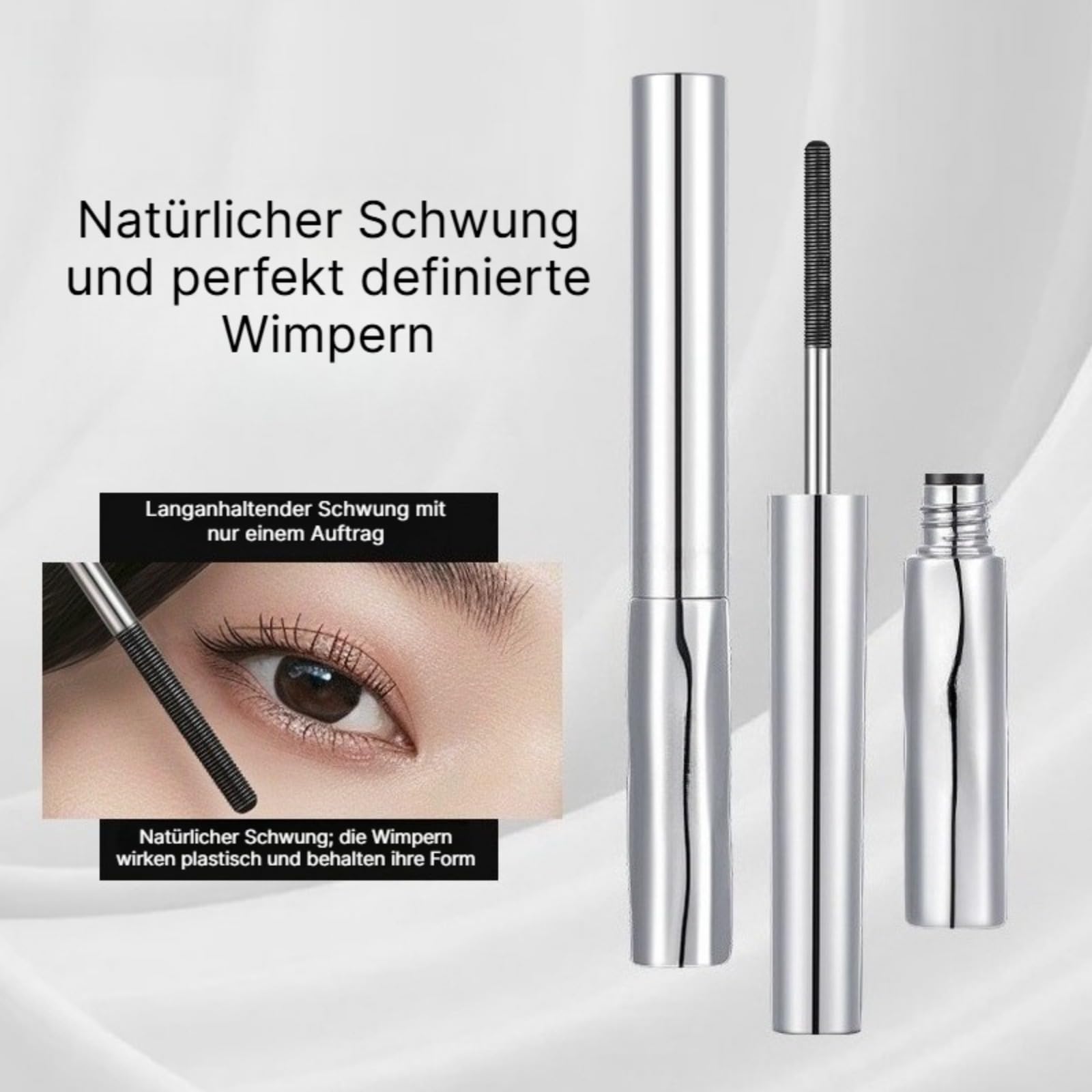 Iron Eye Mascara – 0,5mm Metallbürste, wasserfest, wischfest, mit Vitamin E für gepflegte Wimpern, klumpenfrei (2 Artikel)
