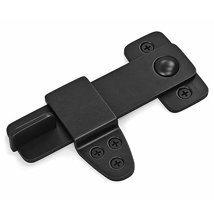 Barn Door Lock - Rustic Gate Latch for Cabinet, Bar, Closet, Shed, Cabin, Garage, Sliding Doors - Black Wrought Cast Iron - Flip and Pull Hook Hardware Kit