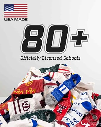 NCAA Baseline Crew USA Made - Official Collegiate Athletic Performance Socks