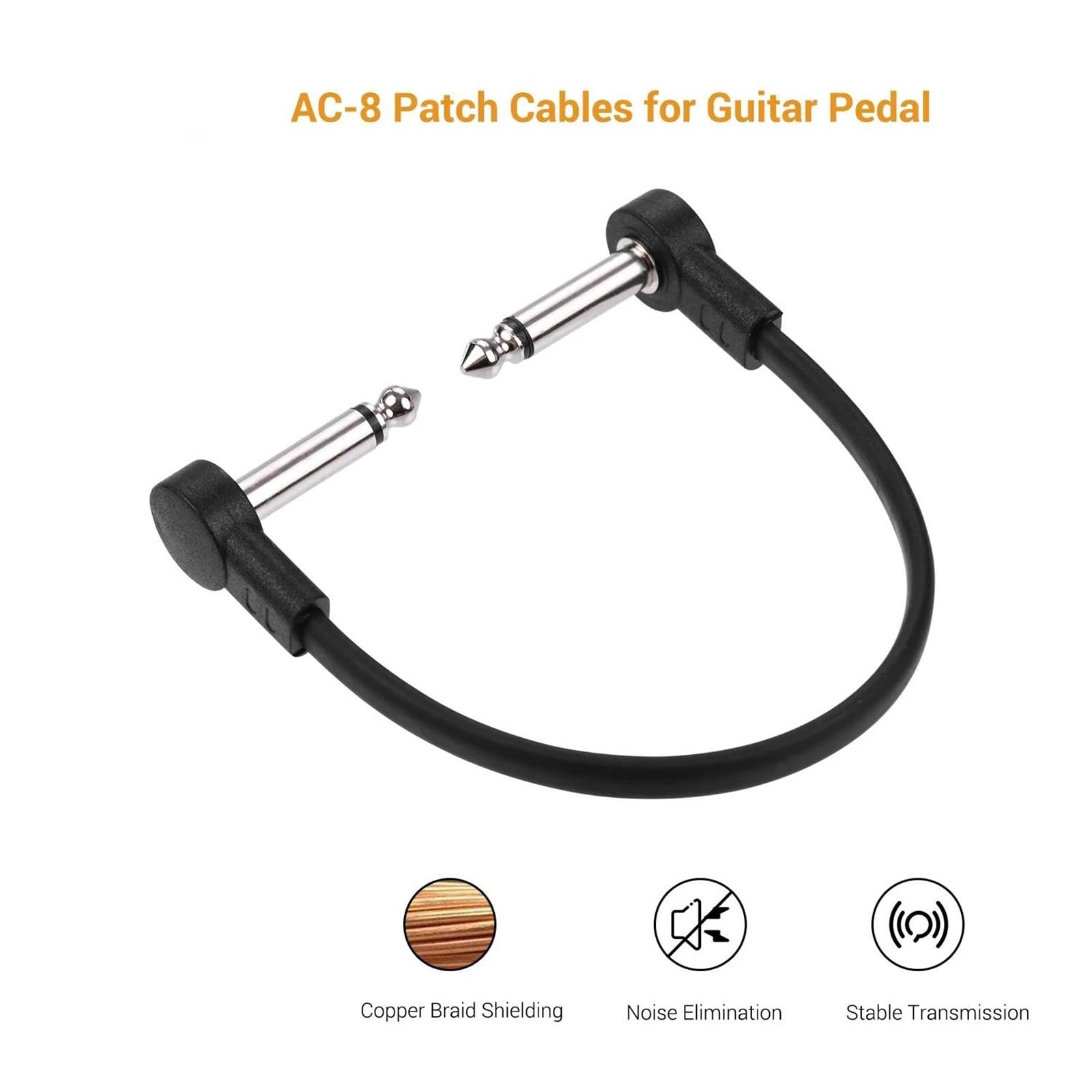 Professionale Cavo Audio Per Chitarra Cavo Patch Piatto Cavo Connettore Linea Da 6,35 Mm Testine Metalliche Con Nucleo In Rame Per Chitarra(30cm)