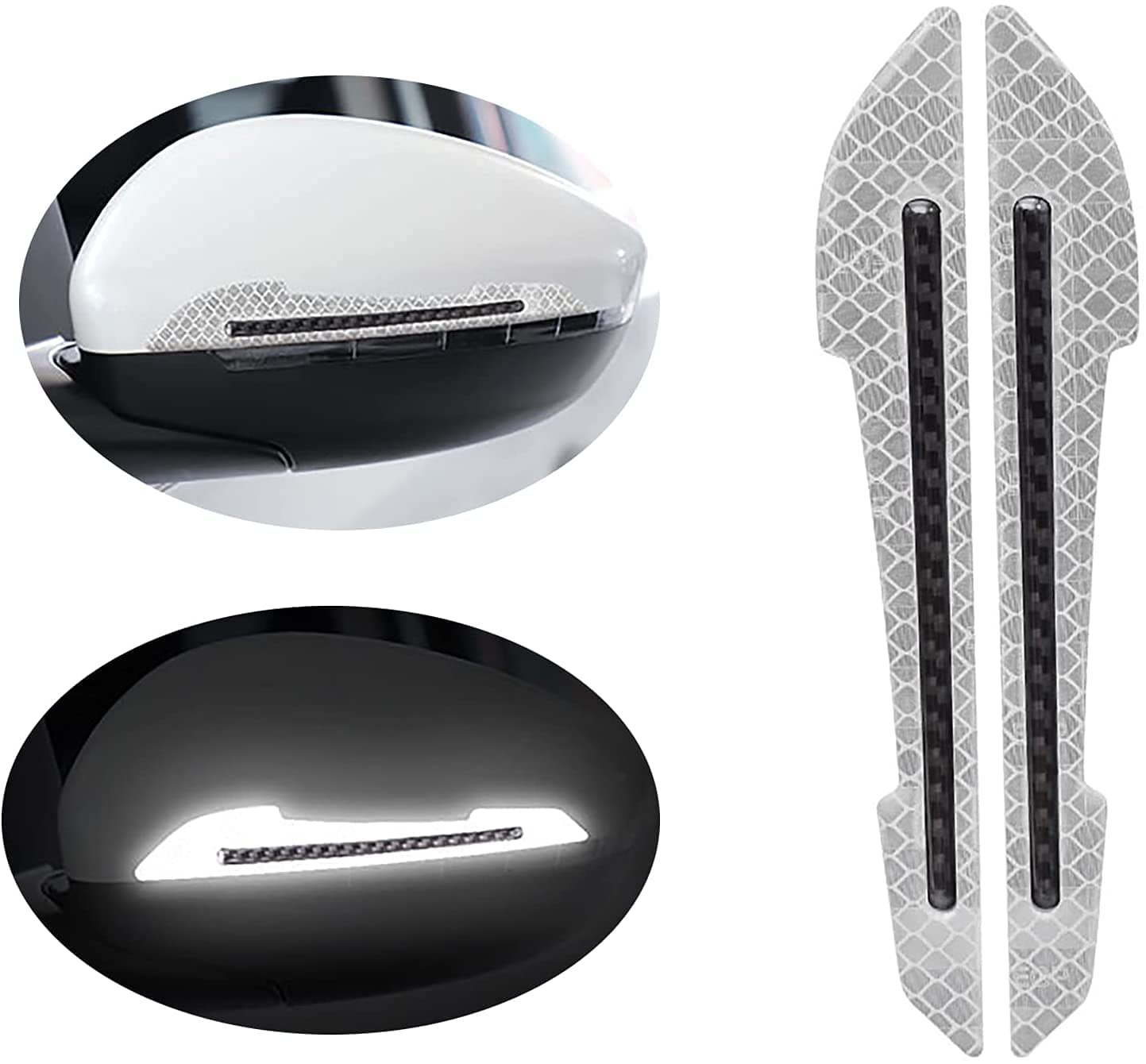 2 Pieces Reflective Car Stickers Set Rearview Mirror Reflective Warning Stickers Car Side Reflective Stickers for Car Safety (White) for Honda City Zx-image-33